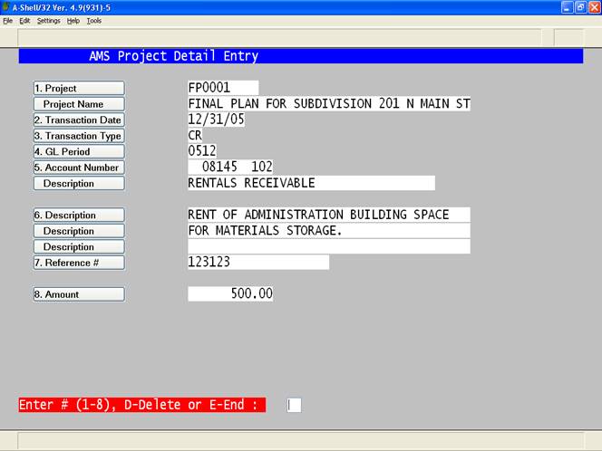 Project Details Programming Example Project Detail Entry