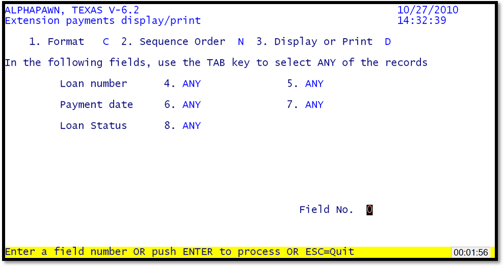 Loan Extensions Display/ Print